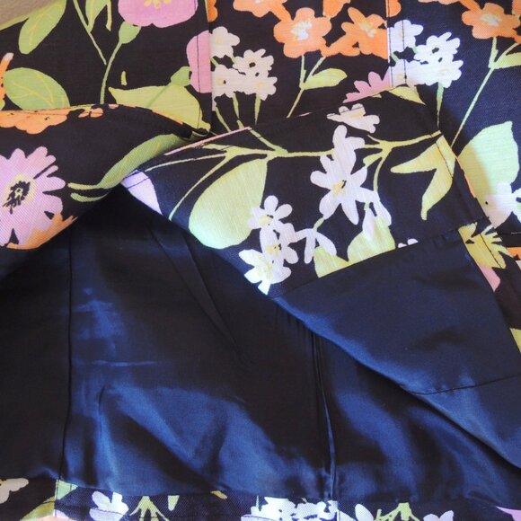 Sigrid Olsen Black & Orange Linen Blend Floral Jacket 8 - Picture 6 of 9